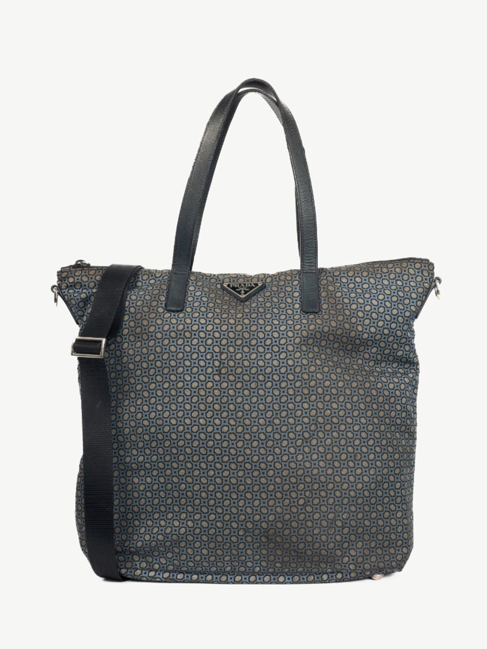 Prada Blue Stampato Tessuto Nylon Tote